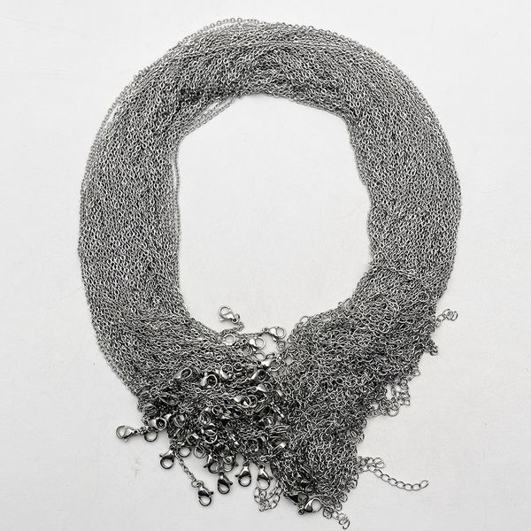 45cm+5cm stainless steel cords chain necklace lanyard charm pendant jewelry making acc, Silver 
45cm+5cm stainless steel cords chain necklace lanyard charm pendant jewelry making acc, Silver
