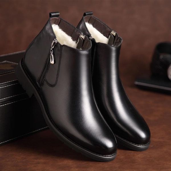 new winter leather shoes high cotton plush warm youth korean snow boots men's, Black
new winter leather shoes high cotton plush warm youth korean snow boots men's, Black