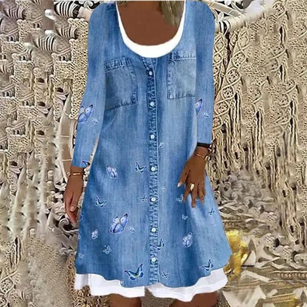 casual dresses elegant digital print fake two-piece denim long-sleeved dress women autumn winter loose vintage fashion plus size, Black;gray
casual dresses elegant digital print fake two-piece denim long-sleeved dress women autumn winter loose vintage fashion plus size, Black;gray