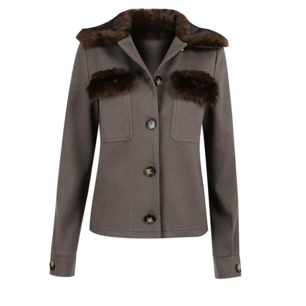 women's wool & blends autumn fashion elegant ladies short coat warm single breasted jackets for women 2021 fur patchwork winter clothes, Black
women's wool & blends autumn fashion elegant ladies short coat warm single breasted jackets for women 2021 fur patchwork winter clothes, Black