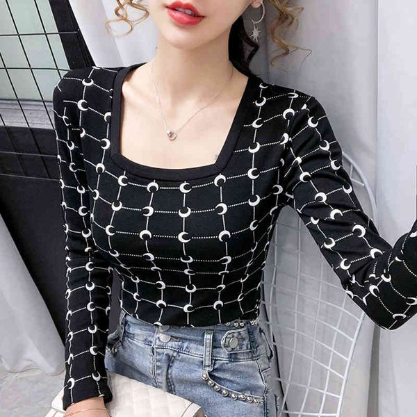 women's t-shirt shintimes fashion slim tshirt woman autumn long sleeve print basic women clothes elasticity tee shirt femme 8, White
women's t-shirt shintimes fashion slim tshirt woman autumn long sleeve print basic women clothes elasticity tee shirt femme 8, White