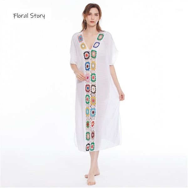 women's swimsuit cover up floral story 2021 summer dress for women woman's playa caftan maxi beach crochet dresses swimwear, White;black
women's swimsuit cover up floral story 2021 summer dress for women woman's playa caftan maxi beach crochet dresses swimwear, White;black