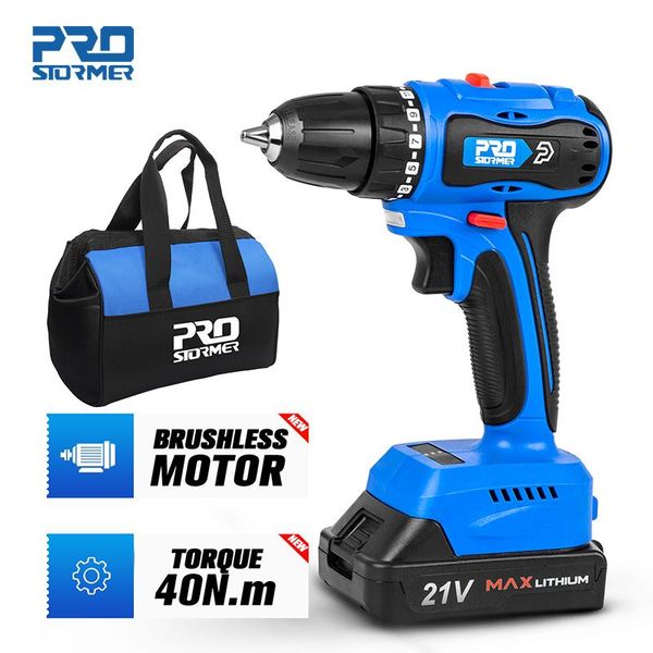 professiona electric drills 21v brushless drill 40nm cordless screwdriver household woodworking 2000mah li-ion battery 5pcs bits by prostorm
professiona electric drills 21v brushless drill 40nm cordless screwdriver household woodworking 2000mah li-ion battery 5pcs bits by prostorm
