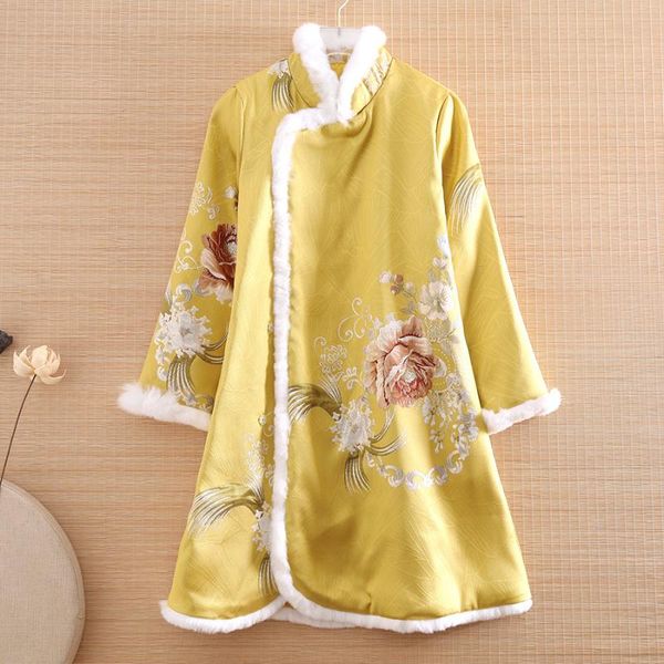 ethnic clothing high-end winter women fur coat chinese style retro jacquard floral elegant loose lady warm trench female s-xxl, Red
ethnic clothing high-end winter women fur coat chinese style retro jacquard floral elegant loose lady warm trench female s-xxl, Red
