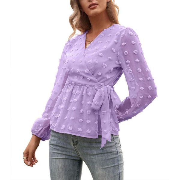 women's blouses & shirts autumn and spring long sleeve solid color t-shirt with jacquard bandage v-neck puff top, White
women's blouses & shirts autumn and spring long sleeve solid color t-shirt with jacquard bandage v-neck puff top, White