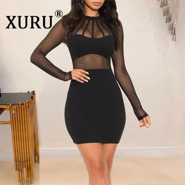 european and american women's dress mesh stitching hollow nightclub slim club party casual dresses, Black;gray
european and american women's dress mesh stitching hollow nightclub slim club party casual dresses, Black;gray