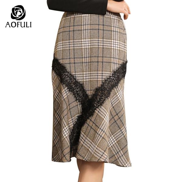 skirts aofuli m~ 3xl 4xl 5xl plus size ladies plaid 2021 spring woolen midi skirt green lace patchwork mid-calf long a3815, Black
skirts aofuli m~ 3xl 4xl 5xl plus size ladies plaid 2021 spring woolen midi skirt green lace patchwork mid-calf long a3815, Black