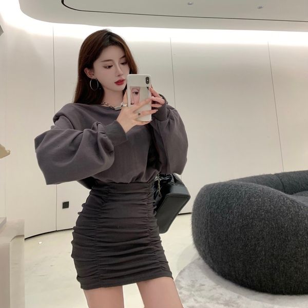 casual dresses cmaz real s pullover round neck waist sweater dress pleated plcm, Black;gray
casual dresses cmaz real s pullover round neck waist sweater dress pleated plcm, Black;gray