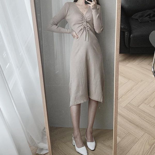casual dresses one-piece korean style dress 2021 autumn winter women's elegant knitted long a-line slim high waist, Black;gray
casual dresses one-piece korean style dress 2021 autumn winter women's elegant knitted long a-line slim high waist, Black;gray