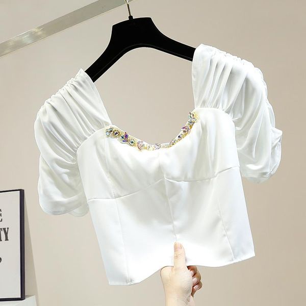 women's blouses & shirts women summer crop industry diamond sweet bubble sleeve off-shoulder waist hugging short womens blouse blus, White
women's blouses & shirts women summer crop industry diamond sweet bubble sleeve off-shoulder waist hugging short womens blouse blus, White