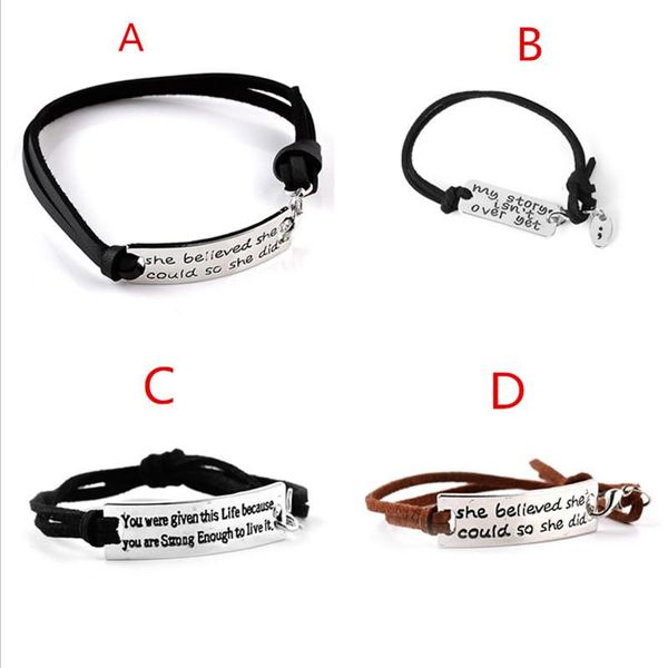 charm bracelets arrival fashion punk inspired leather braid bracelet personality letter adjustable for women&men, Golden;silver
charm bracelets arrival fashion punk inspired leather braid bracelet personality letter adjustable for women&men, Golden;silver