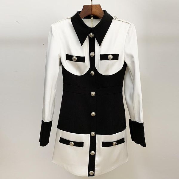 casual dresses nice baroque designer dress women's long sleeve black white contrast color patchwork lion buttons, Black;gray
casual dresses nice baroque designer dress women's long sleeve black white contrast color patchwork lion buttons, Black;gray
