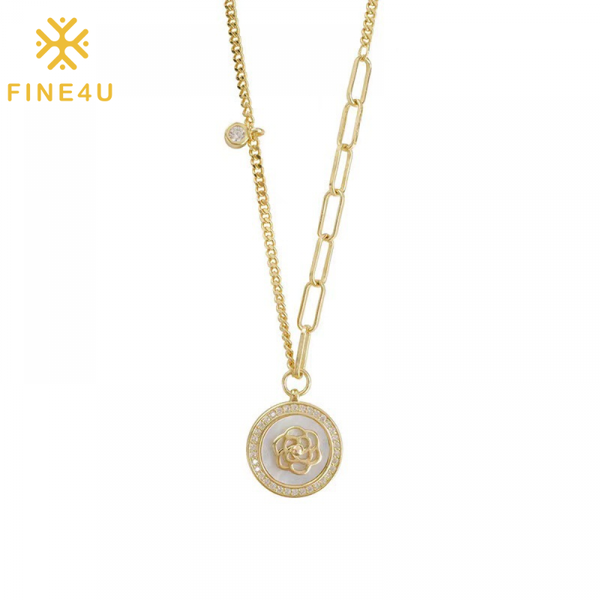pendant necklaces fine4u n884 stainless steel camellia flower necklace paperclip chain jewelry for women girls, Silver
pendant necklaces fine4u n884 stainless steel camellia flower necklace paperclip chain jewelry for women girls, Silver