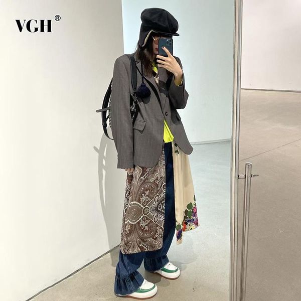 women's suits & blazers vgh vintage fake two blazer for women notched long sleeve print patchwork korean hit color straight female 2021, White;black
women's suits & blazers vgh vintage fake two blazer for women notched long sleeve print patchwork korean hit color straight female 2021, White;black