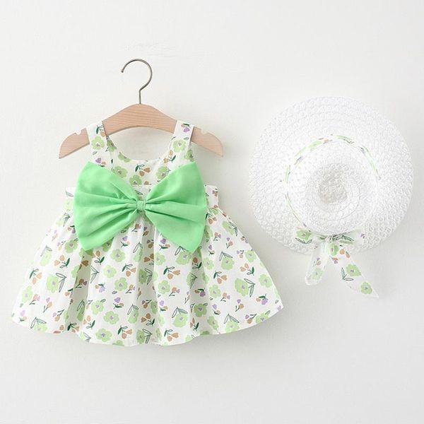 clothing sets girl dress children's summer sleeveless cute printed princess + hat set baby skirt 2021, White 
clothing sets girl dress children's summer sleeveless cute printed princess + hat set baby skirt 2021, White