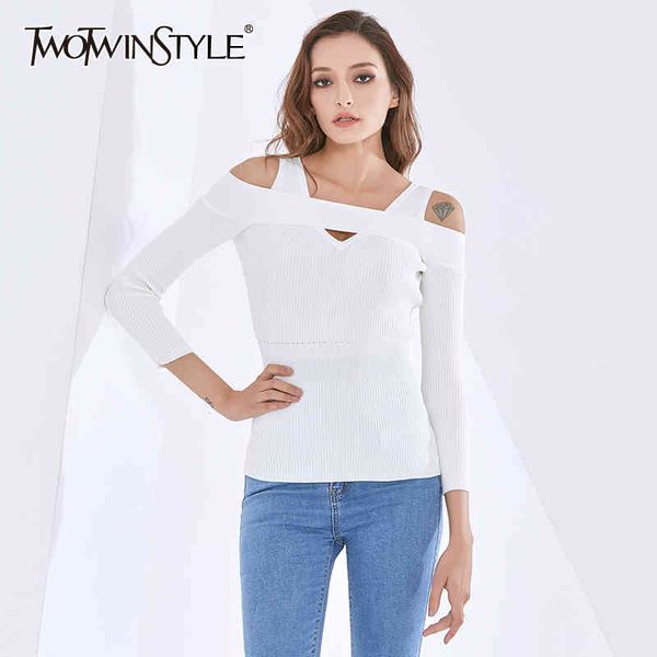 thin sweater for women square collar long sleeve off shouder knitting pullovers female autumn fashion clothing 210524, White;black
thin sweater for women square collar long sleeve off shouder knitting pullovers female autumn fashion clothing 210524, White;black