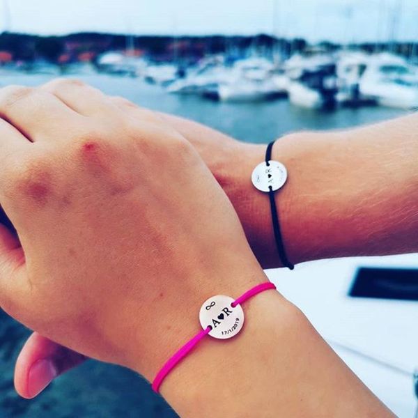 charm bracelets couple stainless steel round heart pendant rope chain bracelet personalized custom name letter engraved for women men, Golden;silver
charm bracelets couple stainless steel round heart pendant rope chain bracelet personalized custom name letter engraved for women men, Golden;silver