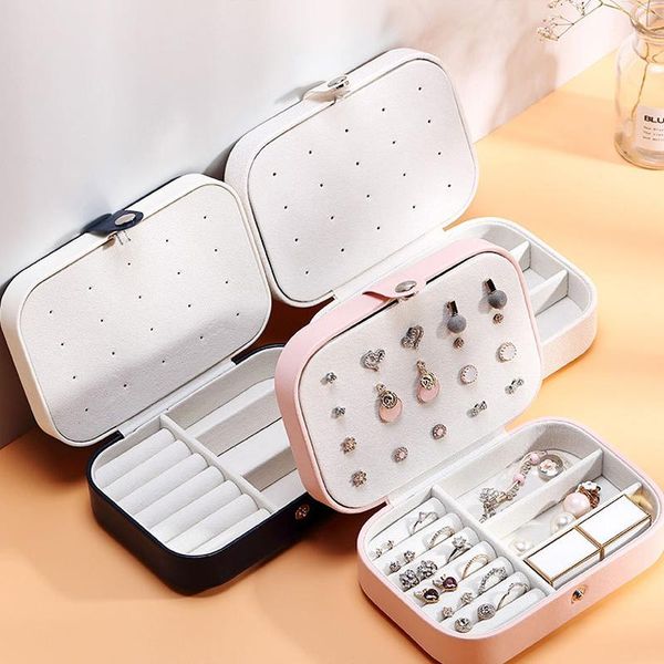 jewelry pouches, bags pkjewelry organizer display travel case boxes portable box leather storage earring holder, Pink;blue 
jewelry pouches, bags pkjewelry organizer display travel case boxes portable box leather storage earring holder, Pink;blue