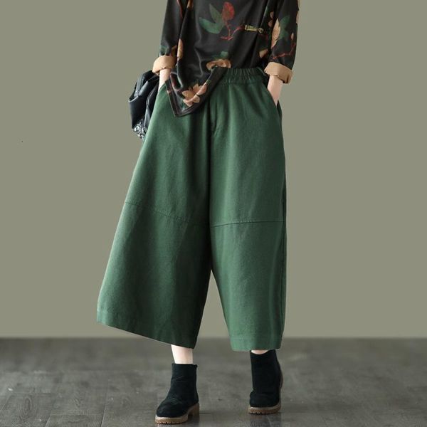women autumn winter retro elastic waist loose trousers female new casual pocket vintage pants, Black;white
women autumn winter retro elastic waist loose trousers female new casual pocket vintage pants, Black;white