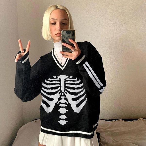 women's sweaters chic print streetwear oversized sweater casual autumn winter knitted jumper fashion loose knitwear pullovers, White;black
women's sweaters chic print streetwear oversized sweater casual autumn winter knitted jumper fashion loose knitwear pullovers, White;black