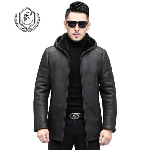 men's leather & faux golomise men fashion slim real genuine sheepskin jacket casual original wool/lamb fur shearling coat with hoodie, Black
men's leather & faux golomise men fashion slim real genuine sheepskin jacket casual original wool/lamb fur shearling coat with hoodie, Black