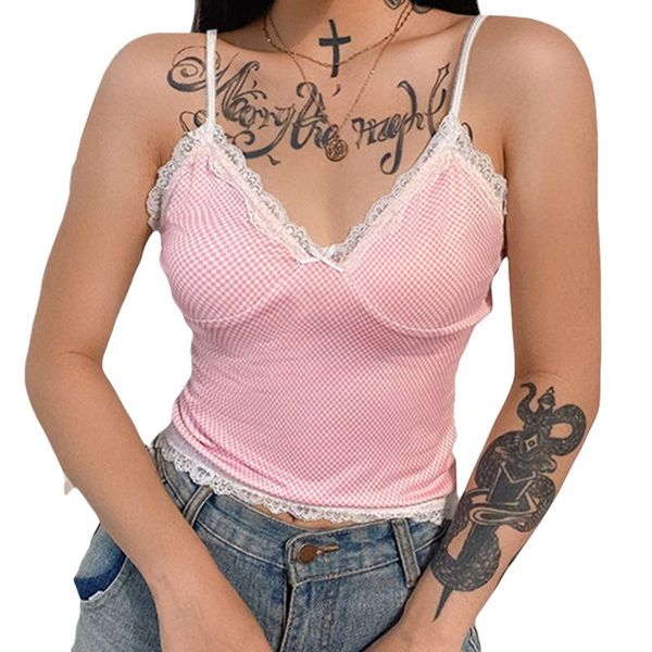 women's tanks & camis hirigin 2021 fashion pink plaid camisole summer lace trim sleeveless v-neck cropped top, White
women's tanks & camis hirigin 2021 fashion pink plaid camisole summer lace trim sleeveless v-neck cropped top, White