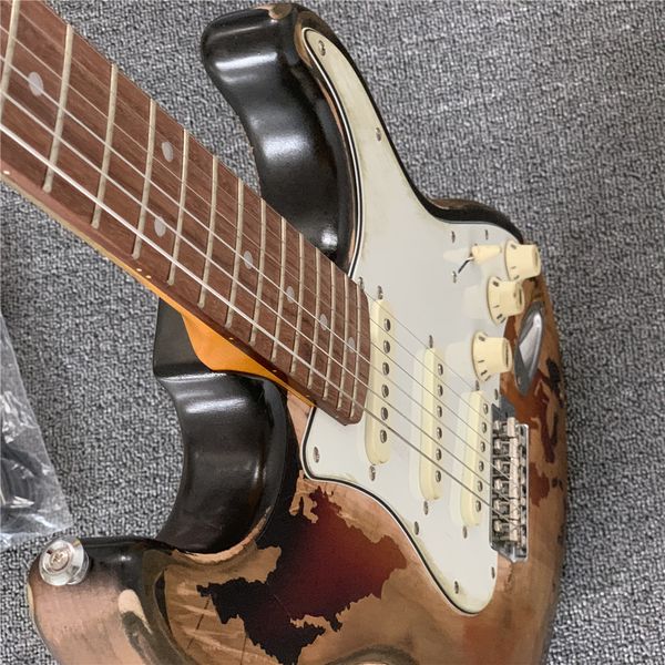 st relic electric guitar vintage sunburst color elder body rosewood fingerboard high quality
st relic electric guitar vintage sunburst color elder body rosewood fingerboard high quality