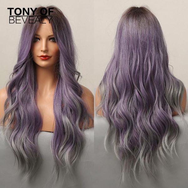 synthetic wigs long wavy purple to gray ombre hair middle part heat resistant natural for women cosplay party fashion, Black
synthetic wigs long wavy purple to gray ombre hair middle part heat resistant natural for women cosplay party fashion, Black