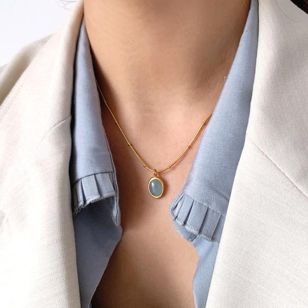 chains sea blue oval clavicle chain simple personality female recommend power necklaces for pendant friend, Silver
chains sea blue oval clavicle chain simple personality female recommend power necklaces for pendant friend, Silver