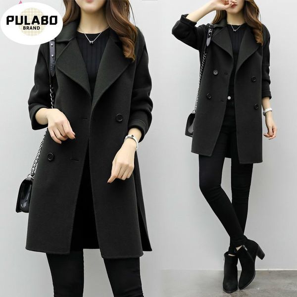 women's wool & blends 2021 spring autumn women blend coat lady long sleeve turn-down collar outwear jacket casual elegant double-breast, Black
women's wool & blends 2021 spring autumn women blend coat lady long sleeve turn-down collar outwear jacket casual elegant double-breast, Black