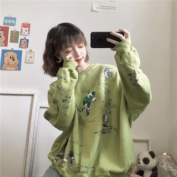 women's hoodies & sweatshirts pullovers o-neck loose sweet full print spring and autumn clothing korean style fashion, Black
women's hoodies & sweatshirts pullovers o-neck loose sweet full print spring and autumn clothing korean style fashion, Black