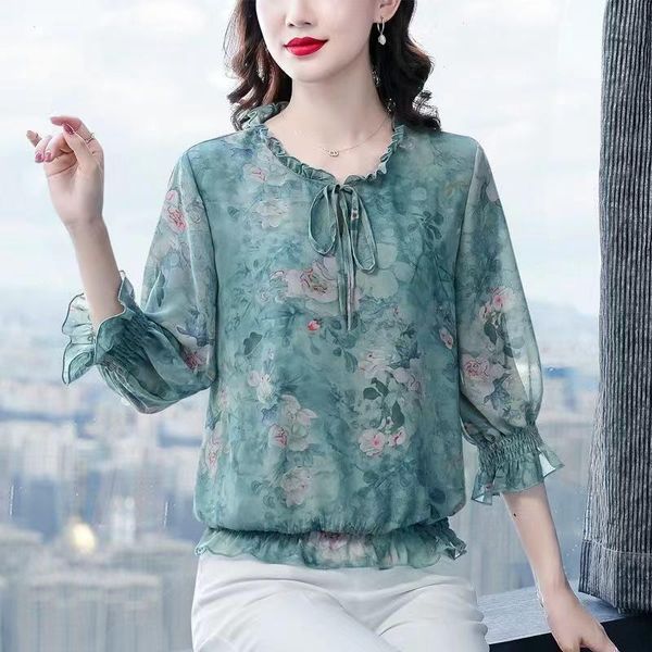 women's blouses & shirts floral chiffon women shirring o-neck temperament loose print femme stylish casual blusas mm0978, White
women's blouses & shirts floral chiffon women shirring o-neck temperament loose print femme stylish casual blusas mm0978, White