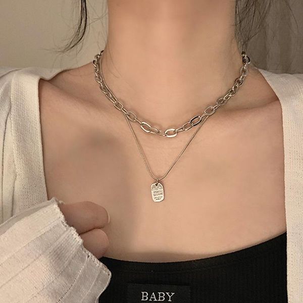 chains 2021 vintage punk geometric letters pendant grunge metal necklace for women man cool guy jewelry accessories, Silver
chains 2021 vintage punk geometric letters pendant grunge metal necklace for women man cool guy jewelry accessories, Silver