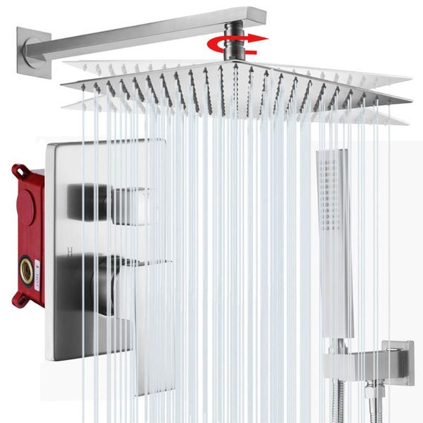 brushed nickel shower system, faucet set with valve and 12" rain head systems combo for bathroom sets
brushed nickel shower system, faucet set with valve and 12" rain head systems combo for bathroom sets