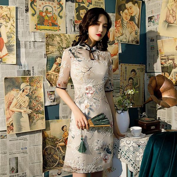 ethnic clothing female oriental slim tight qipao retro evening party gown traditional chinese style short cheongsam dresses, Red
ethnic clothing female oriental slim tight qipao retro evening party gown traditional chinese style short cheongsam dresses, Red