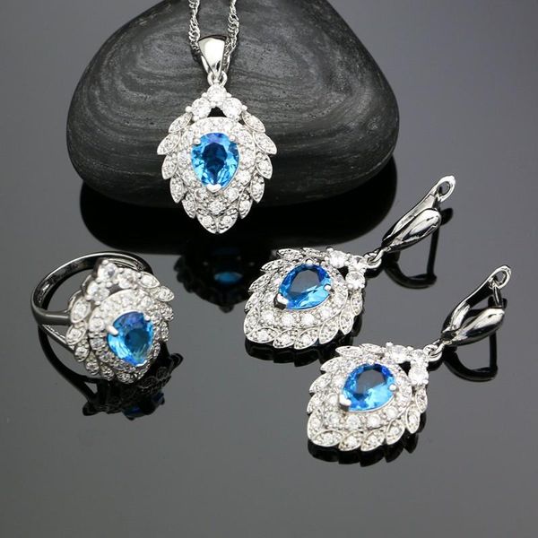 wedding jewelry sets 925 silver for bride sky blue cubic zirconia white crystal earrings ring pendant necklace jewellery, Slivery;golden
wedding jewelry sets 925 silver for bride sky blue cubic zirconia white crystal earrings ring pendant necklace jewellery, Slivery;golden