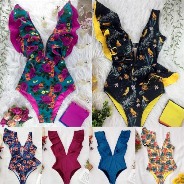 women's swimwear european and american style ladies summer v-neck dew ruffled one-piece swimsuit double-sided lining printed clothes wl, White;black
women's swimwear european and american style ladies summer v-neck dew ruffled one-piece swimsuit double-sided lining printed clothes wl, White;black