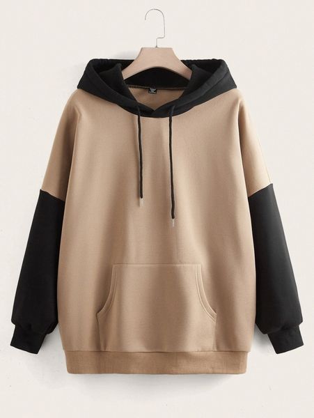 plus color block kangaroo pocket drop shoulder drawstring thermal hoodie g6ln#, Black
plus color block kangaroo pocket drop shoulder drawstring thermal hoodie g6ln#, Black