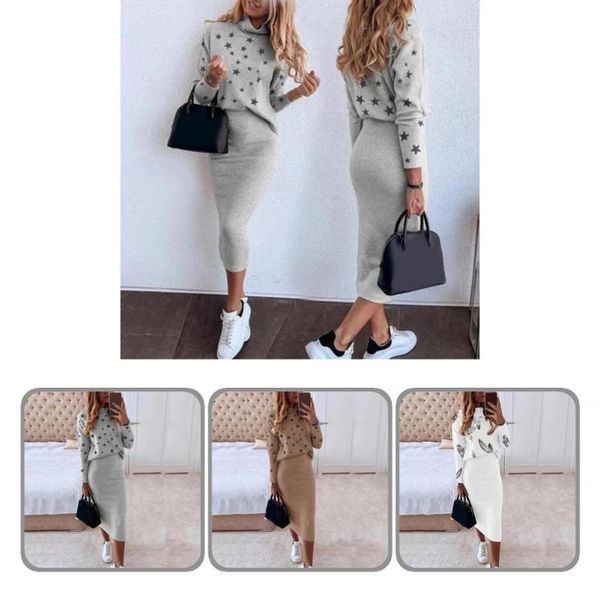 two piece dress pullover skirt outfit blouse autumn winter skin-friendly printed mid-calf, White
two piece dress pullover skirt outfit blouse autumn winter skin-friendly printed mid-calf, White