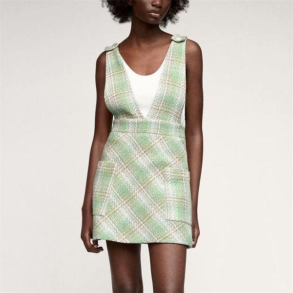 women summer plaid za mini tank dress sleeveless deep v-neck sweet female fashion street slim dresses clothing vestidos 210513, Black;gray
women summer plaid za mini tank dress sleeveless deep v-neck sweet female fashion street slim dresses clothing vestidos 210513, Black;gray