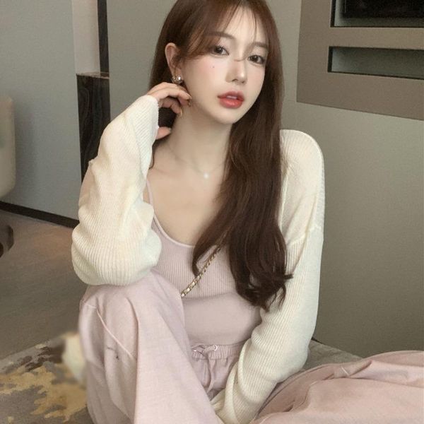women's t-shirt ice silk knit high waist shawl jacket female summer long-sleeved with suspenders skirt cardigan ultra-thin, White
women's t-shirt ice silk knit high waist shawl jacket female summer long-sleeved with suspenders skirt cardigan ultra-thin, White