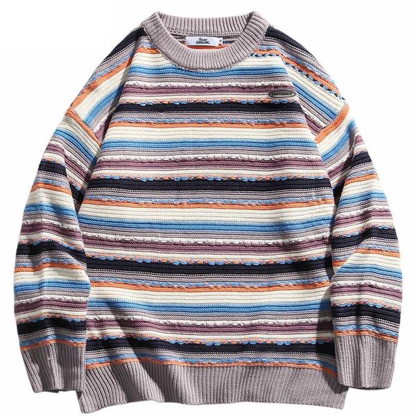 men's sweaters 2021 men hip hop streetwear sweater striped knitted vintage retro harajuku cotton pullover autumn fashion casual, White;black
men's sweaters 2021 men hip hop streetwear sweater striped knitted vintage retro harajuku cotton pullover autumn fashion casual, White;black