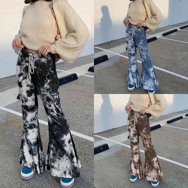 stylish tie dye flare womens capris elastic drawstring high waist wide hem bell bottom trousers for streetwear, Black;white
stylish tie dye flare womens capris elastic drawstring high waist wide hem bell bottom trousers for streetwear, Black;white