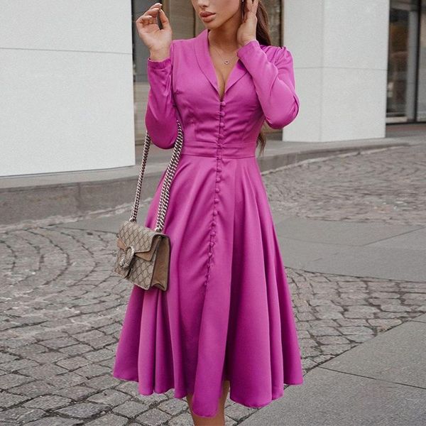 casual dresses autumn elegant v neck office lady party dress fashion single breasted button a-line spring long sleeve solid midi, Black;gray
casual dresses autumn elegant v neck office lady party dress fashion single breasted button a-line spring long sleeve solid midi, Black;gray