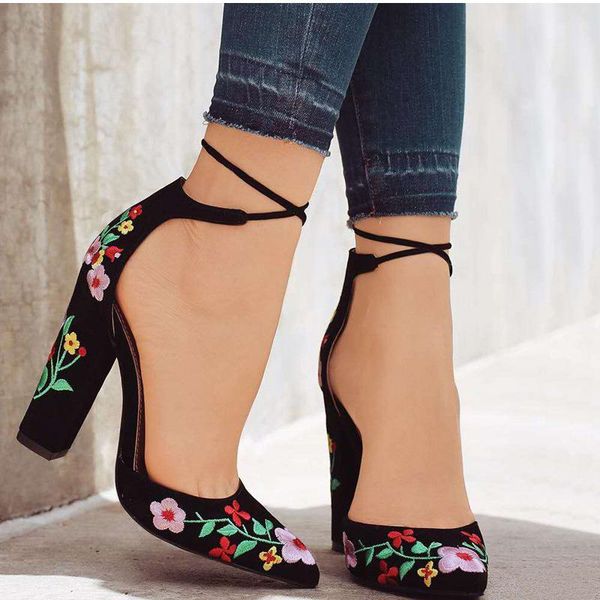 dress shoes women high heels plus size embroidery pumps flower ankle strap female two piece party wedding pointed toe, Black
dress shoes women high heels plus size embroidery pumps flower ankle strap female two piece party wedding pointed toe, Black