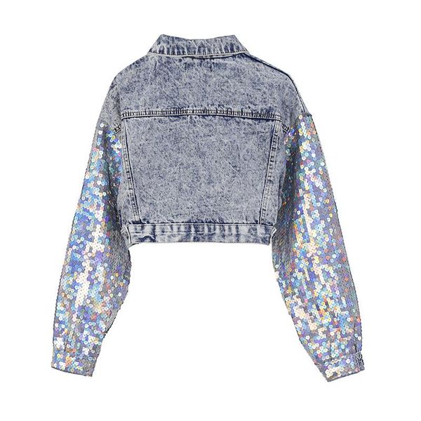 women's jackets 2021 fashion design punk style spring sequins sleeve women denim long jacket coat crop abrigos mujer, Black;brown
women's jackets 2021 fashion design punk style spring sequins sleeve women denim long jacket coat crop abrigos mujer, Black;brown