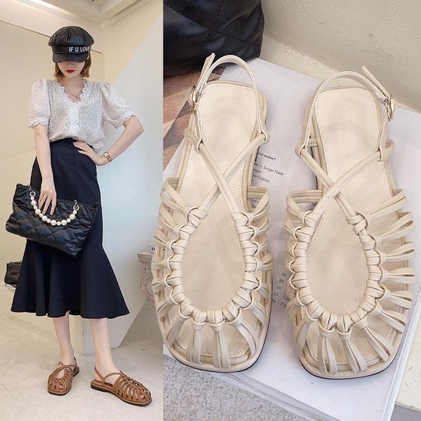 summer baotou hollow braided belt women's slippers fashion low-heeled flat bottom trendy temperament sandals, Black
summer baotou hollow braided belt women's slippers fashion low-heeled flat bottom trendy temperament sandals, Black