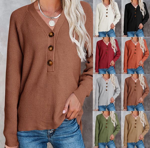 women's knits & tees 2022 autumn/winter women's button knit pullover v-neck long-sleeved sweater, White
women's knits & tees 2022 autumn/winter women's button knit pullover v-neck long-sleeved sweater, White