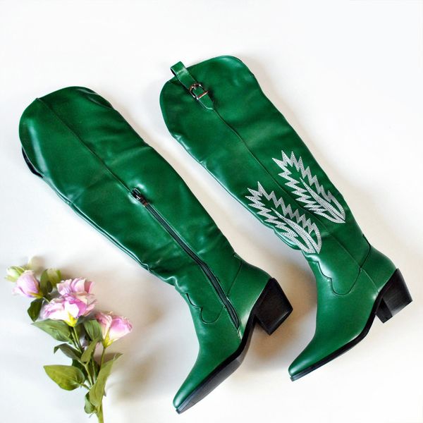 fashion embossed microfiber leather women knee high boots pointed toe western cowboy boots women zip chunky wedges boots runway 210507, Black
fashion embossed microfiber leather women knee high boots pointed toe western cowboy boots women zip chunky wedges boots runway 210507, Black