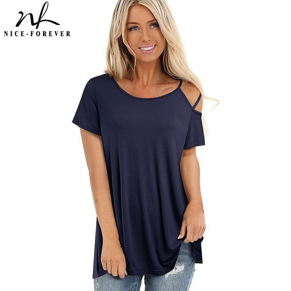 nice-forever summer fashion cold shoulder pure color t-shirts casual women loose tees t051 210419, White
nice-forever summer fashion cold shoulder pure color t-shirts casual women loose tees t051 210419, White